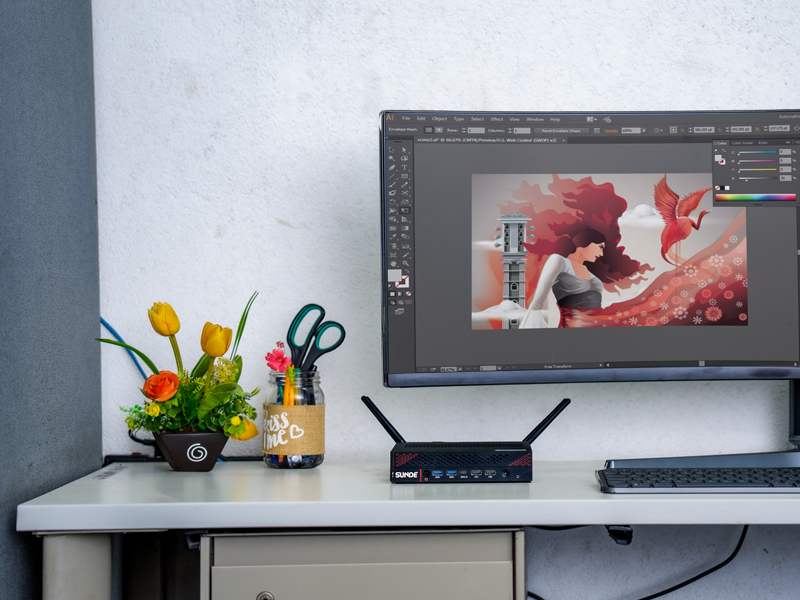 MiniPC Sunde SD5513 en un ambiente de oficina.